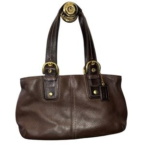 Coach Handbag Satchel Soho Brown Pebble Leather